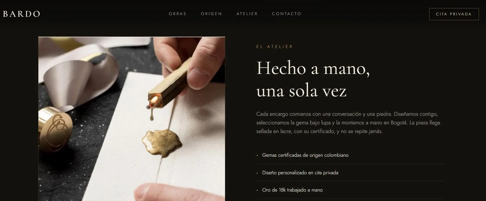 Sitio web de Bardo, joyería de autor en Bogotá
